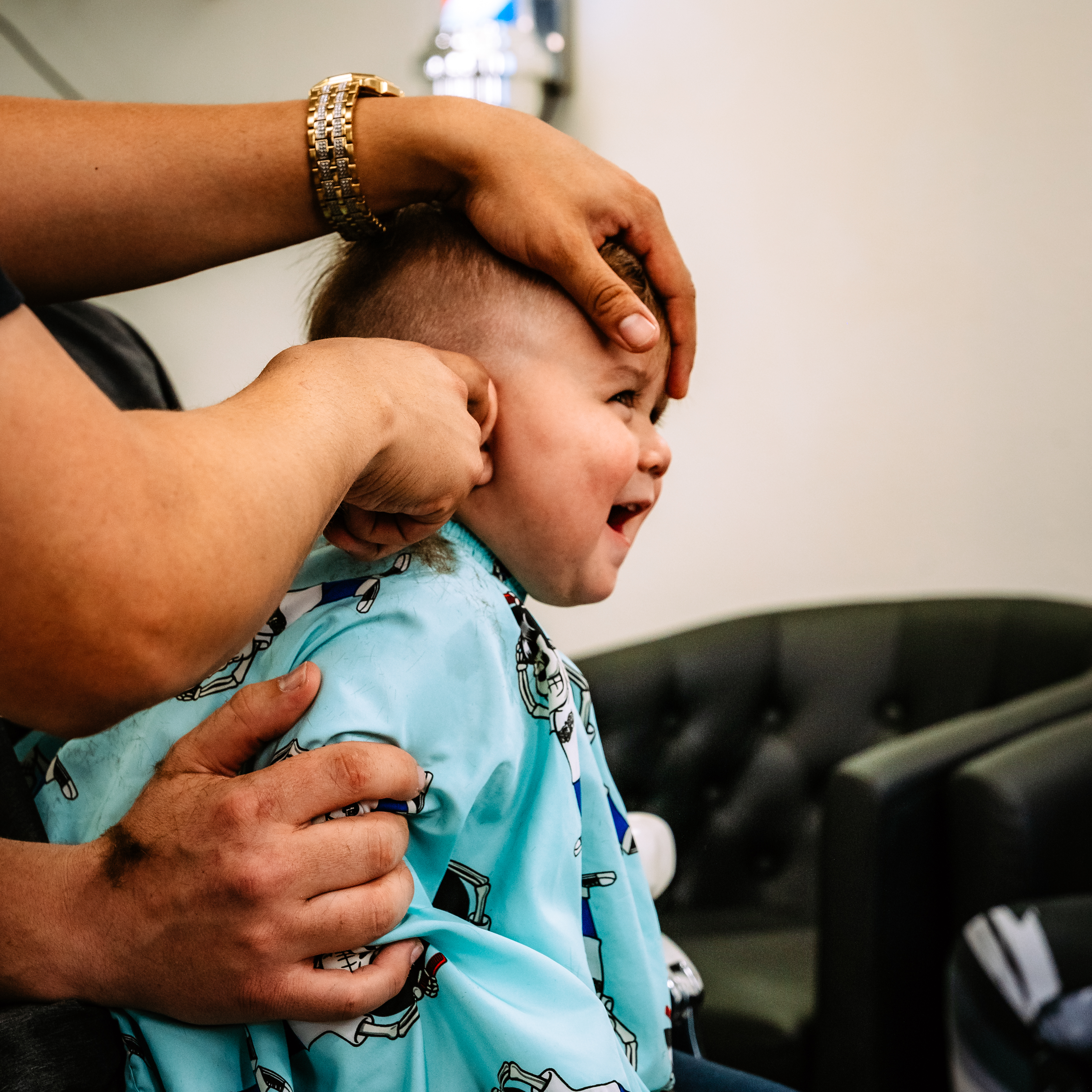 Kid getting a haircut